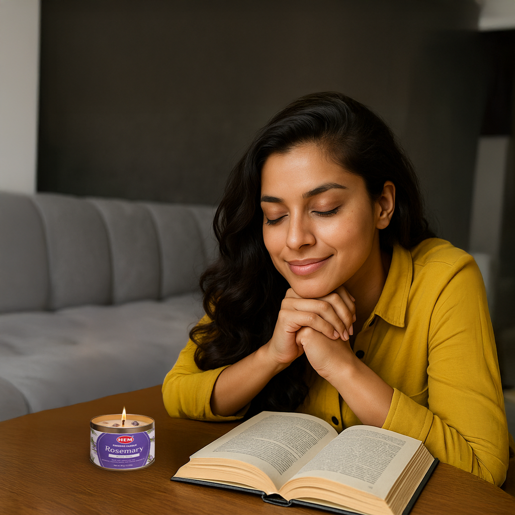 Rosemary Smudge Candles Soy Wax Candles with Crystals