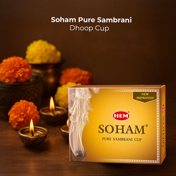 Shuddh Shravan Combo (HEM Aradhana Pure Cow Ghee Diya + HEM Precious Assorted Incense Dhoop Sticks + Soham Pure Sambrani Dhoop Cup + HEM Aradhana Gangajal)