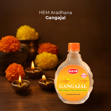 Shuddh Shravan Combo (HEM Aradhana Pure Cow Ghee Diya + HEM Precious Assorted Incense Dhoop Sticks + Soham Pure Sambrani Dhoop Cup + HEM Aradhana Gangajal)