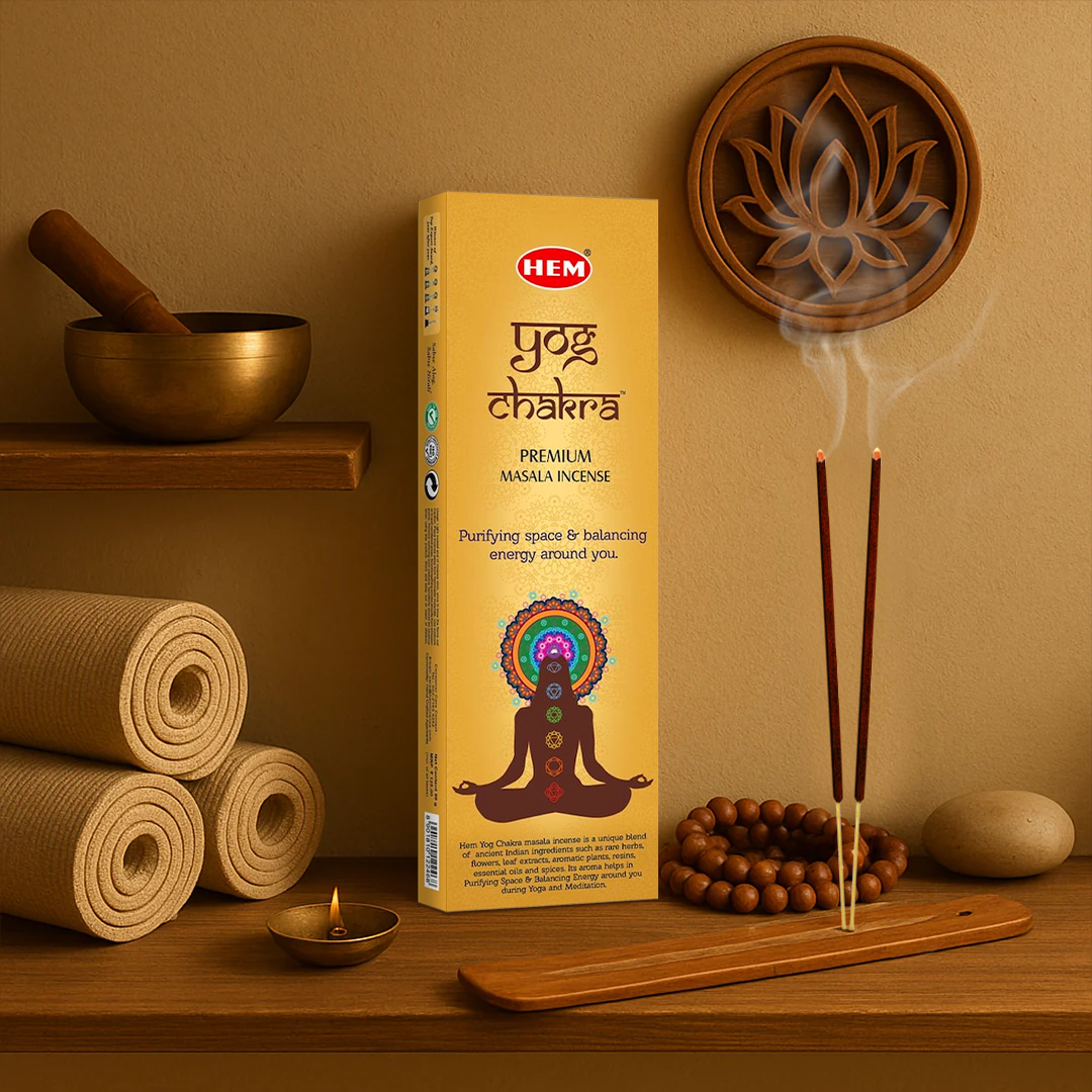 HEM Yog Chakra Masala Incense Sticks Pack of 3 (50g Each)