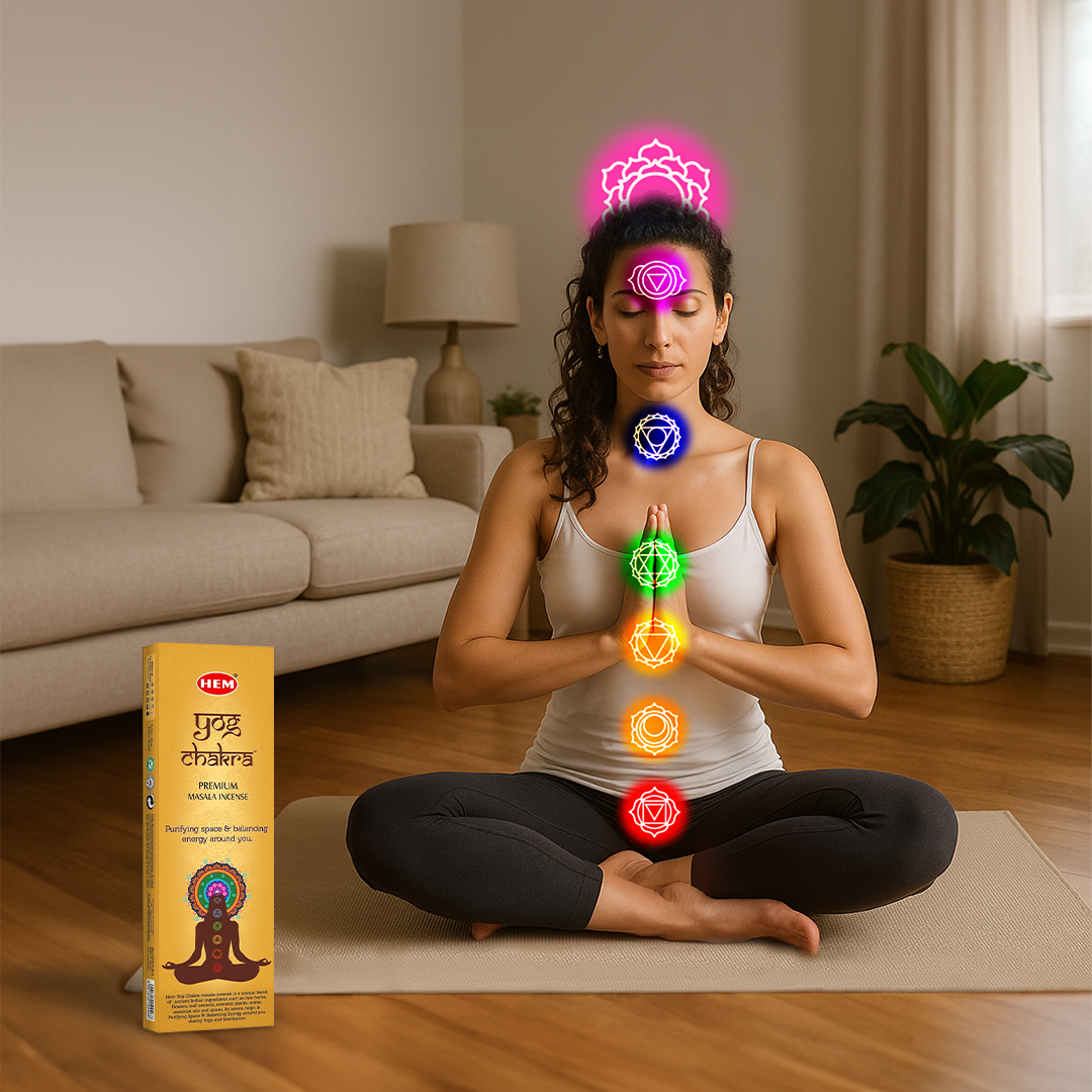 HEM Yog Chakra Masala Incense Sticks Pack of 3 (50g Each)