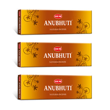 Load image into Gallery viewer, HEM Anubhuti Natural Masala Incense Sticks - Pack of 3 (50g Per Pack)

