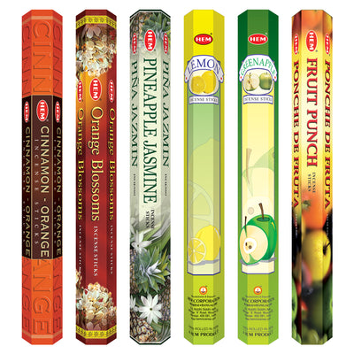 HEM Fruit Collection Incense Stick combo pack of 6 (20 Sticks Each)