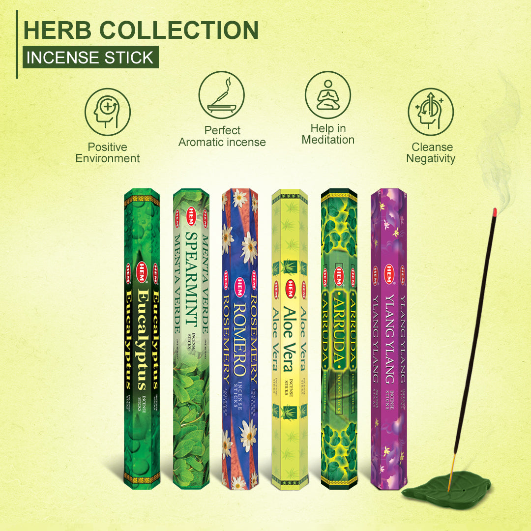 HERB collection Incense Sticks combo pack of 6 | HEM Fragrances