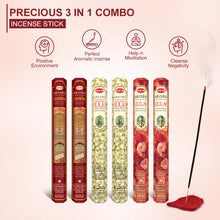 Load image into Gallery viewer, HEM Precious Incense Sticks 3 in 1 Combo pack of 6 (20 Sticks Each)