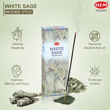 Load image into Gallery viewer, HEM White Sage Incense Sticks - Pack of 6 (20 Sticks Each)