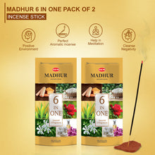 Load image into Gallery viewer, » HEM Madhur 6 in 1 Incense Sticks Pack of 2 (240g Each) (100% off)
